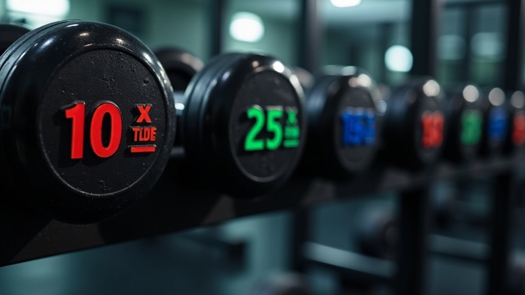 clearly label dumbbell weights