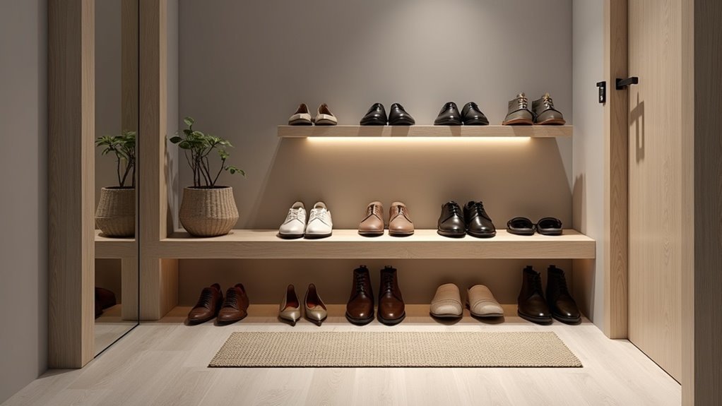 organized shoe storage area
